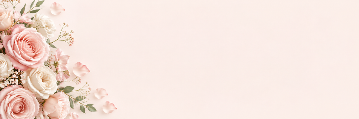 Blush roses on an ivory background